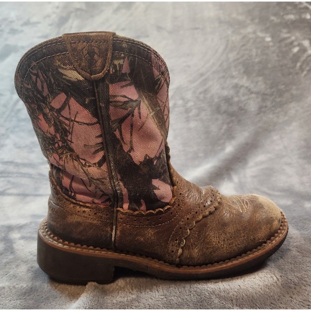 Ariat Boots Womens 6.5 Brown Pink Leather Fatbaby Cowgirl Western
